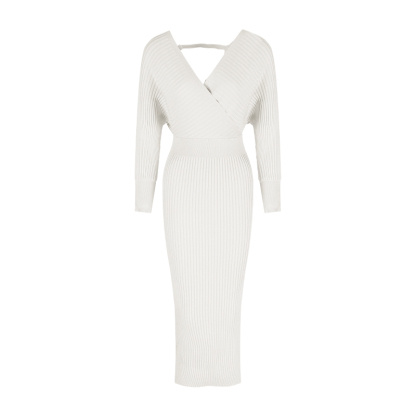 Cross V-Neck Knit Dress