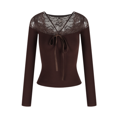 Lace-Up Long Sleeve Top