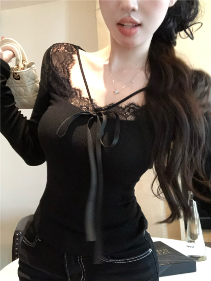 Lace-Up Long Sleeve Top