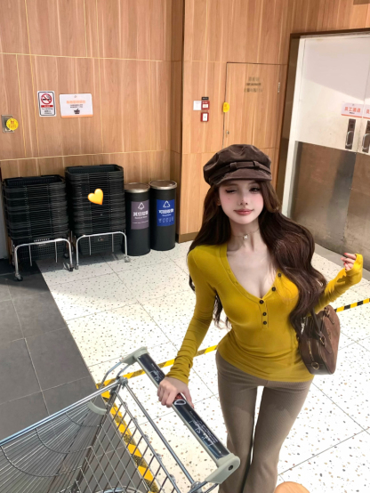 V-Neck Long Sleeve Top