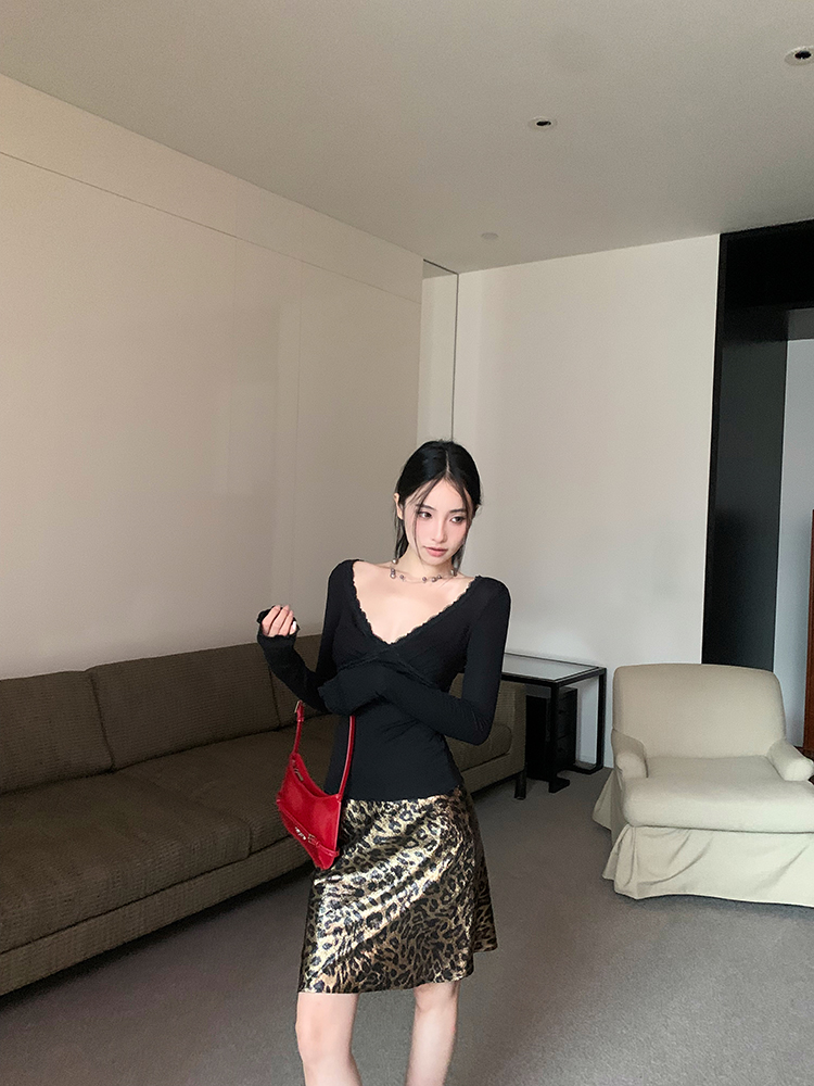 Lace Trim V-Neck Knit Top