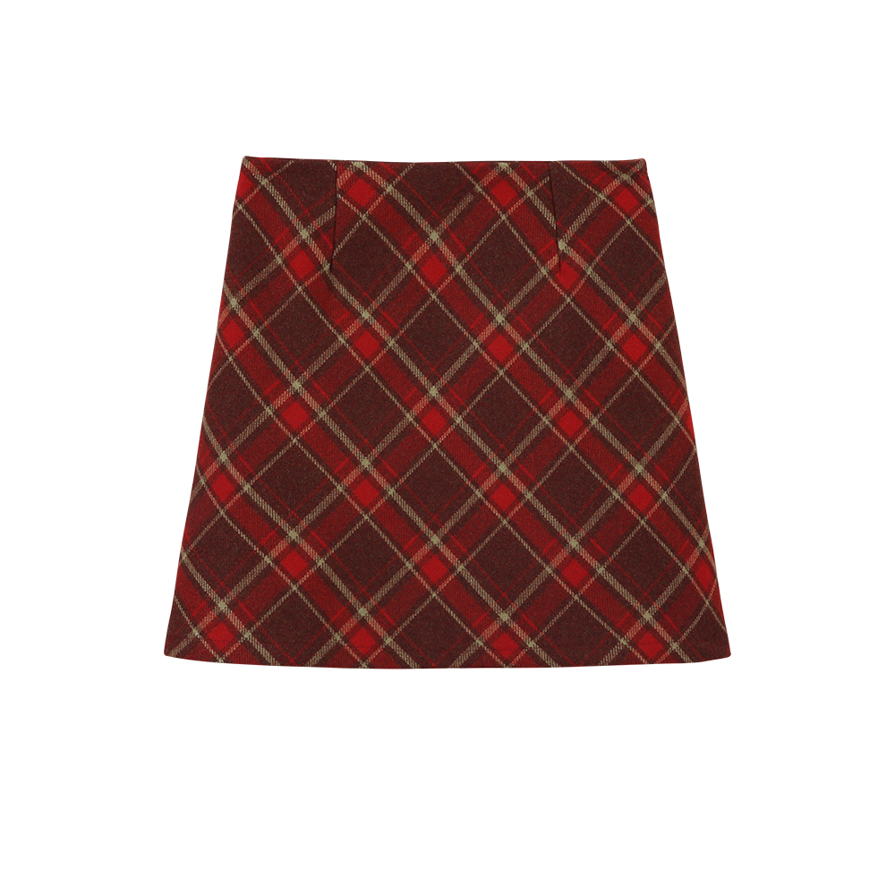 Retro Plaid Wool Skirt