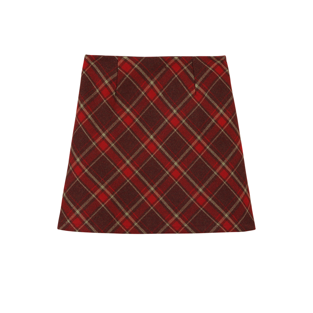 Retro Plaid Wool Skirt | LUNMUL