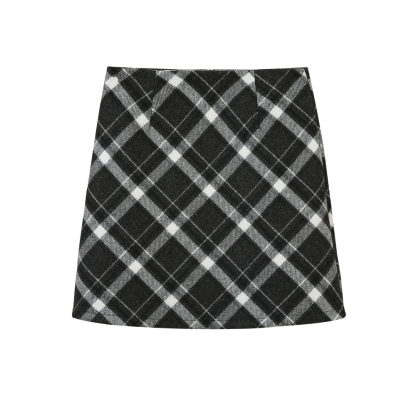 Retro Plaid Wool Skirt | LUNMUL