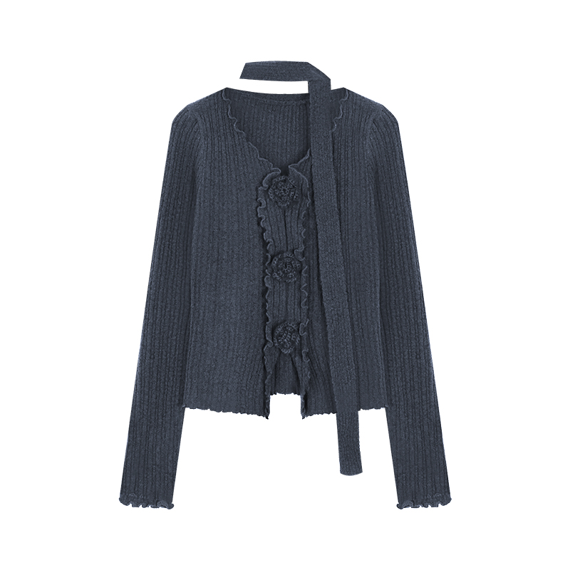 V-Neck Jacquard Sweater & Skirt Set