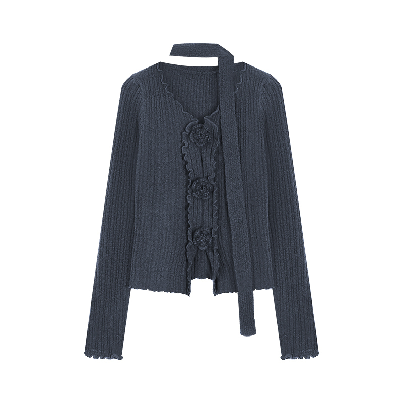 V-Neck Jacquard Sweater & Skirt Set | LUNMUL