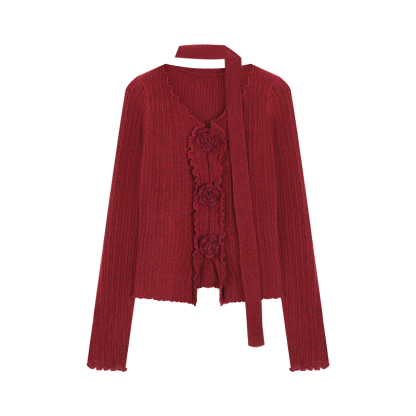 V-Neck Jacquard Sweater & Skirt Set