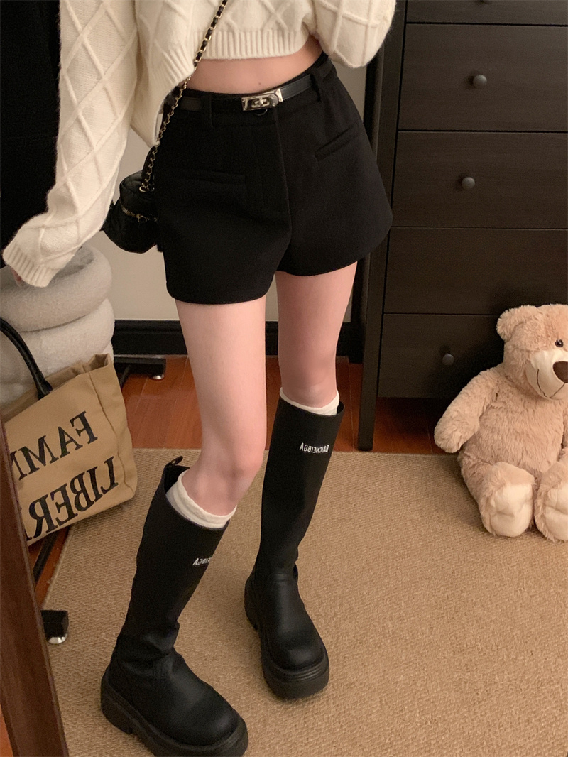  High-Waist Wool Shorts