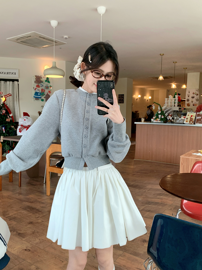 Knit Cardigan & High-Waist Skirt Set
