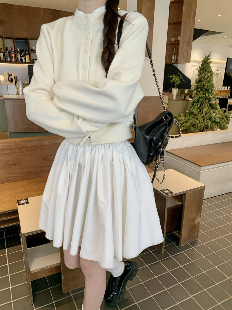 Knit Cardigan & High-Waist Skirt Set