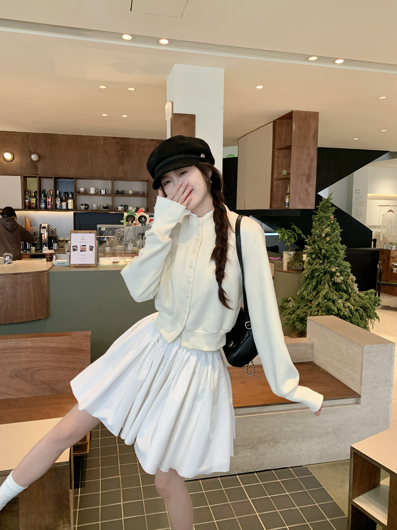 Knit Cardigan & High-Waist Skirt Set