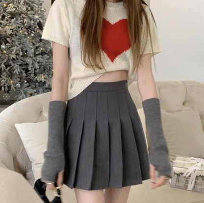 High-Waist Pleated A-Line Skirt