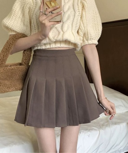 High-Waist Pleated A-Line Skirt