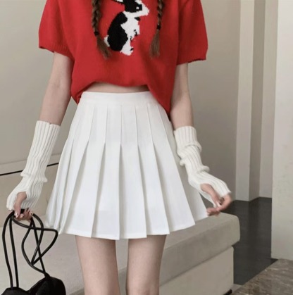 High-Waist Pleated A-Line Skirt