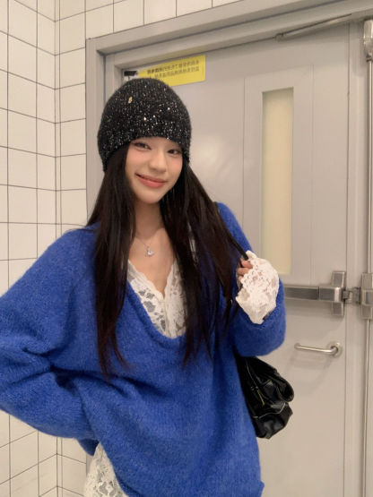 Lace Layering Top & Knit Cardigan Set