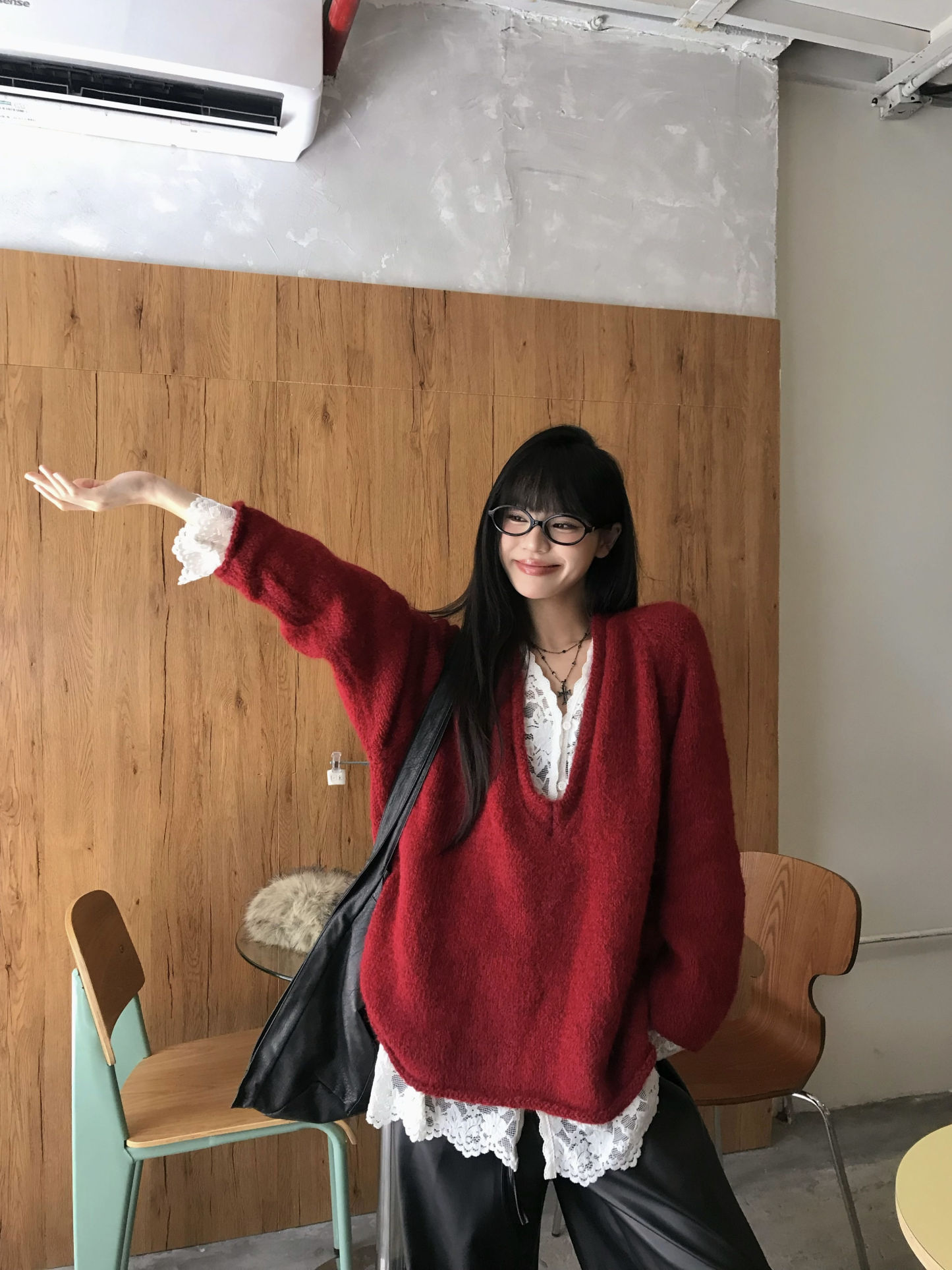 Lace Layering Top & Knit Cardigan Set