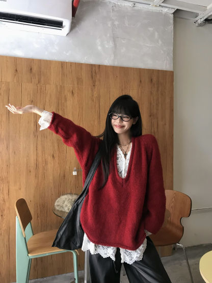 Lace Layering Top & Knit Cardigan Set