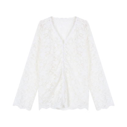 Lace Layering Top & Knit Cardigan Set