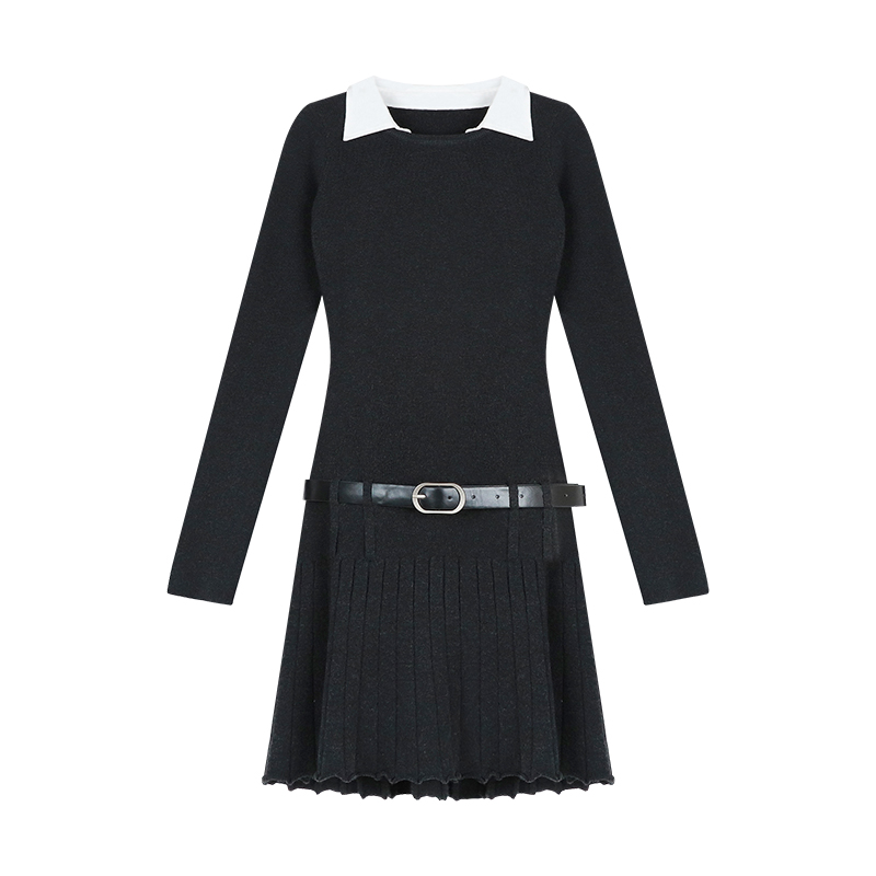 Fitted Two-Tone Knit Dress | LUNMUL