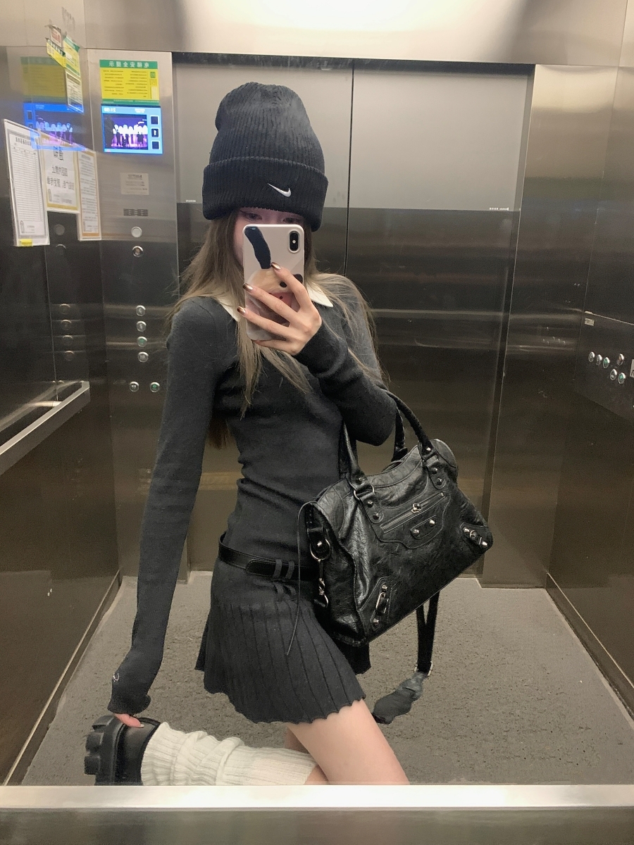 Fitted Two-Tone Knit Dress