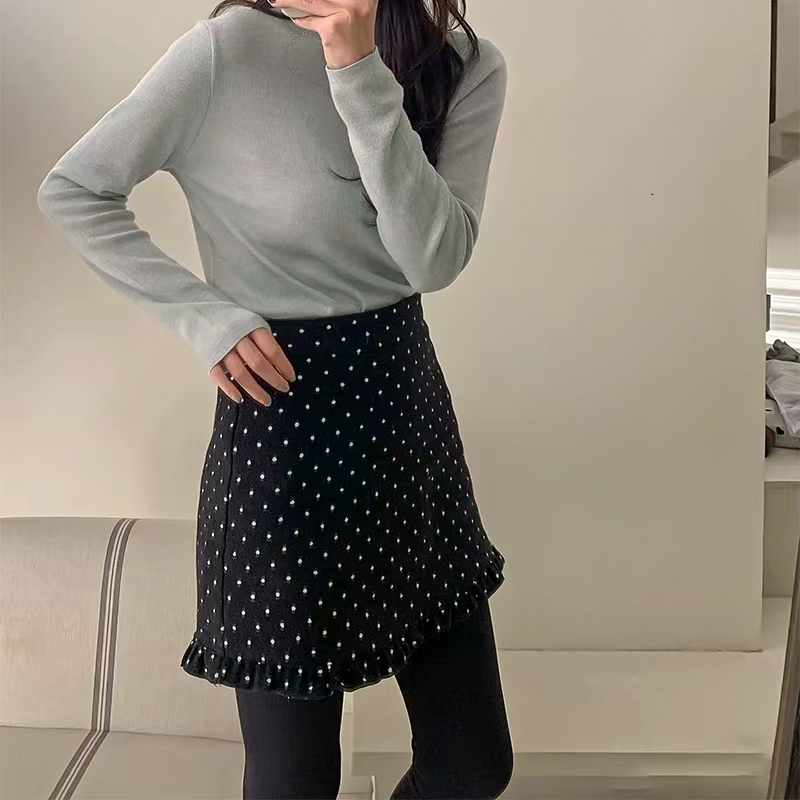 Polka Dot Wool Skirt