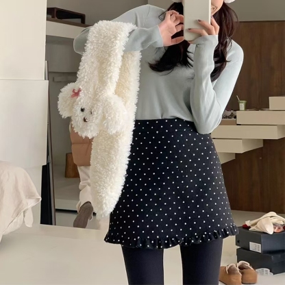Polka Dot Wool Skirt