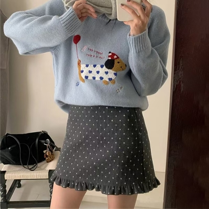 Polka Dot Wool Skirt