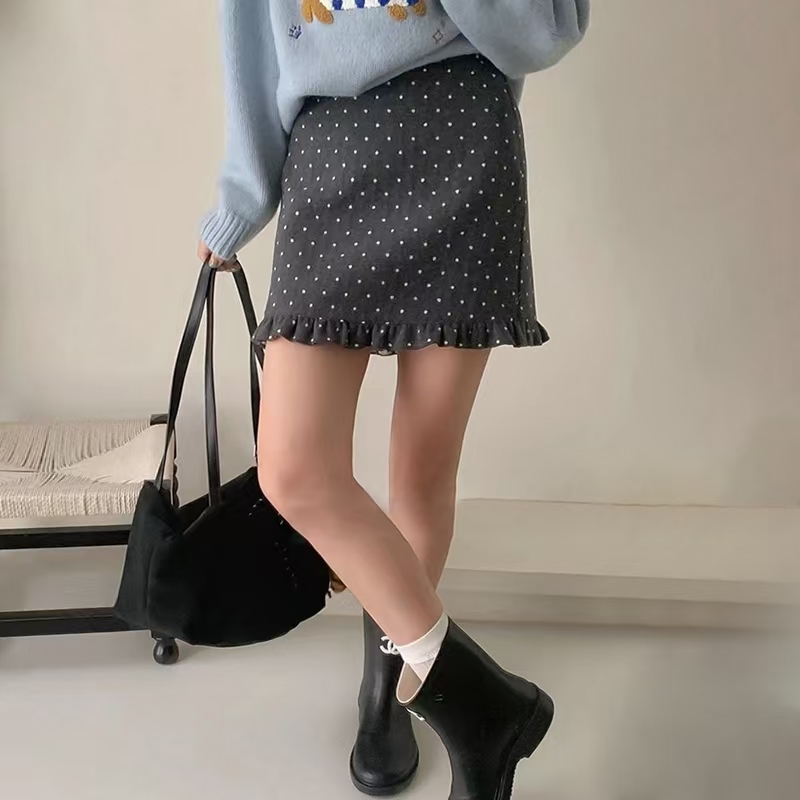 Polka Dot Wool Skirt