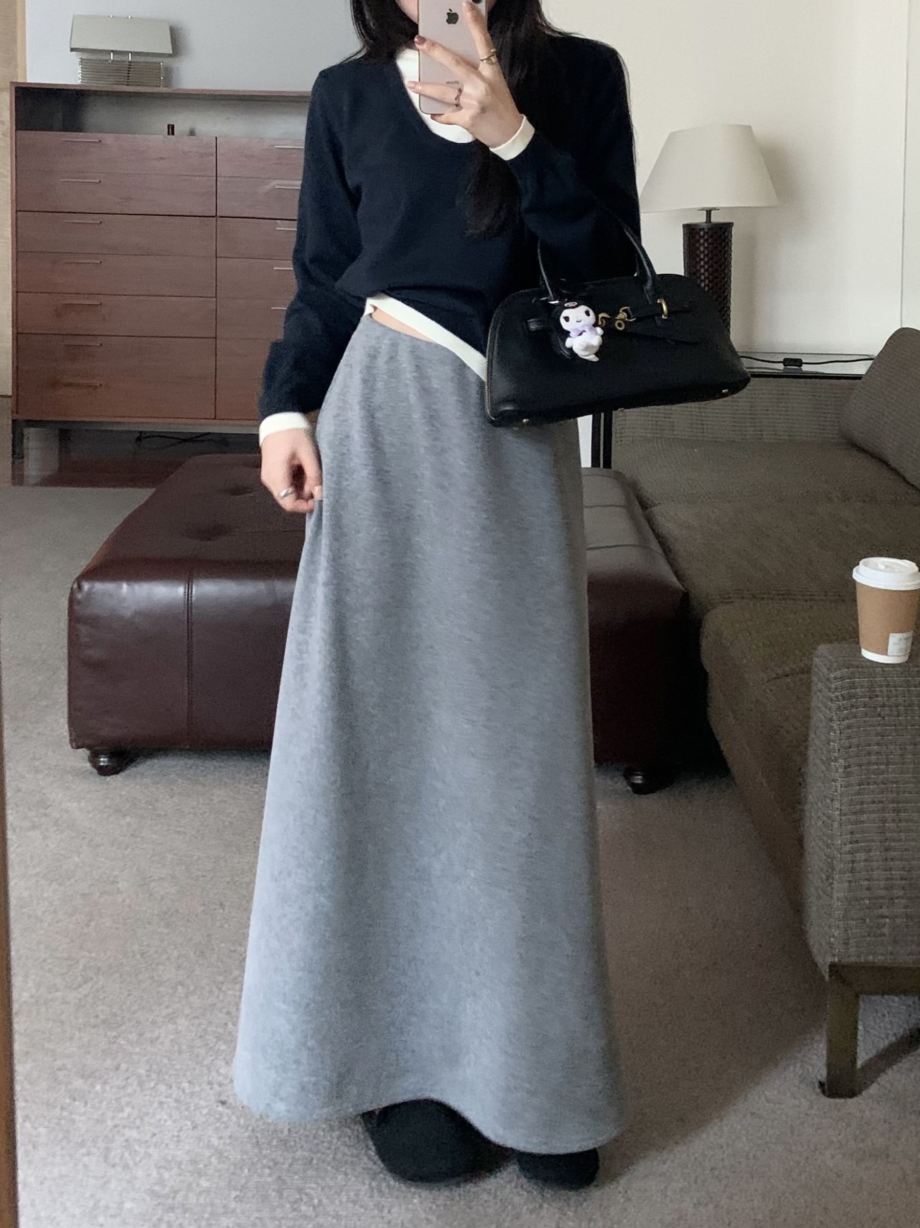 Cozy High-Waist A-Line Skirt