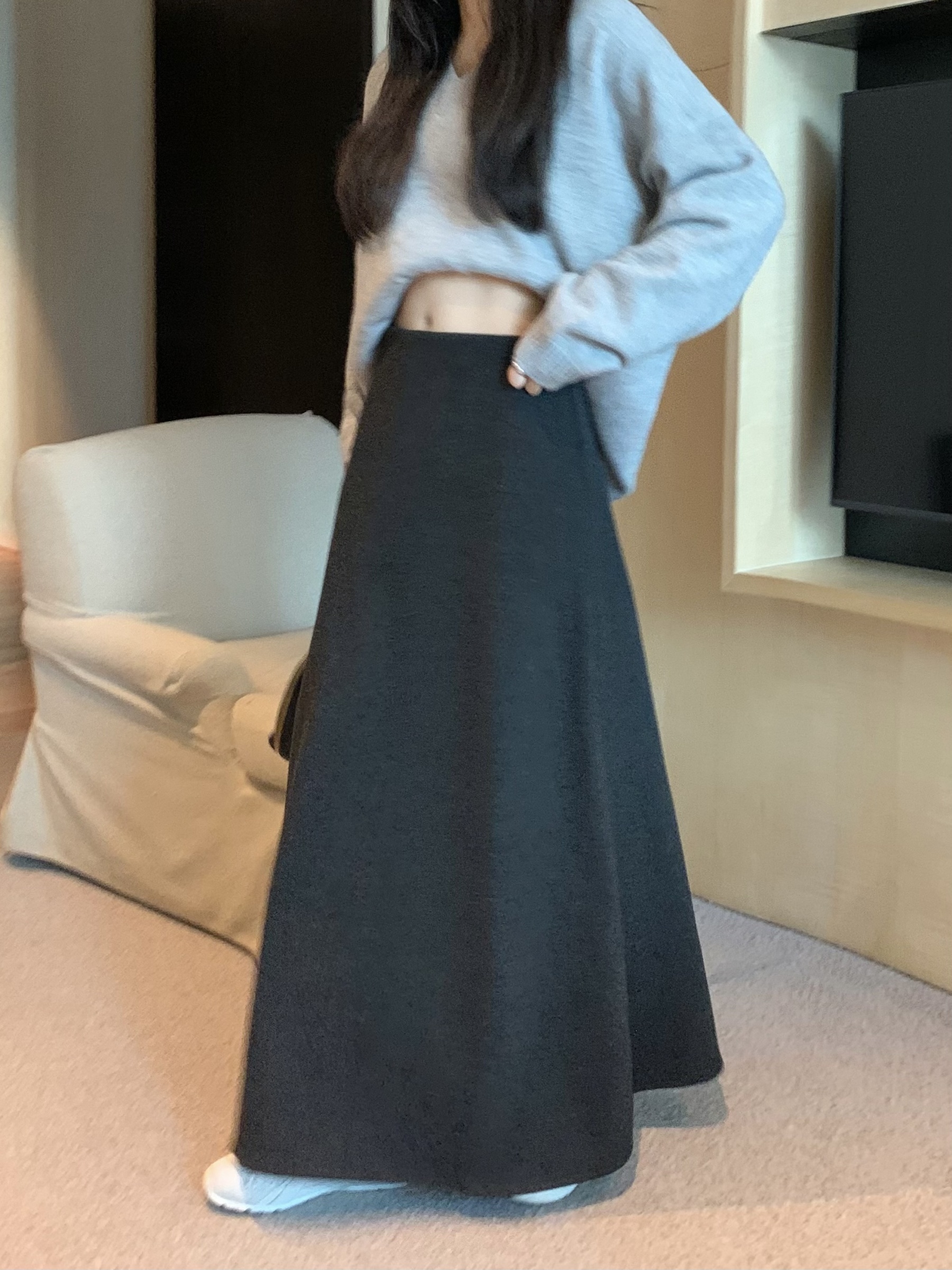 Cozy High-Waist A-Line Skirt