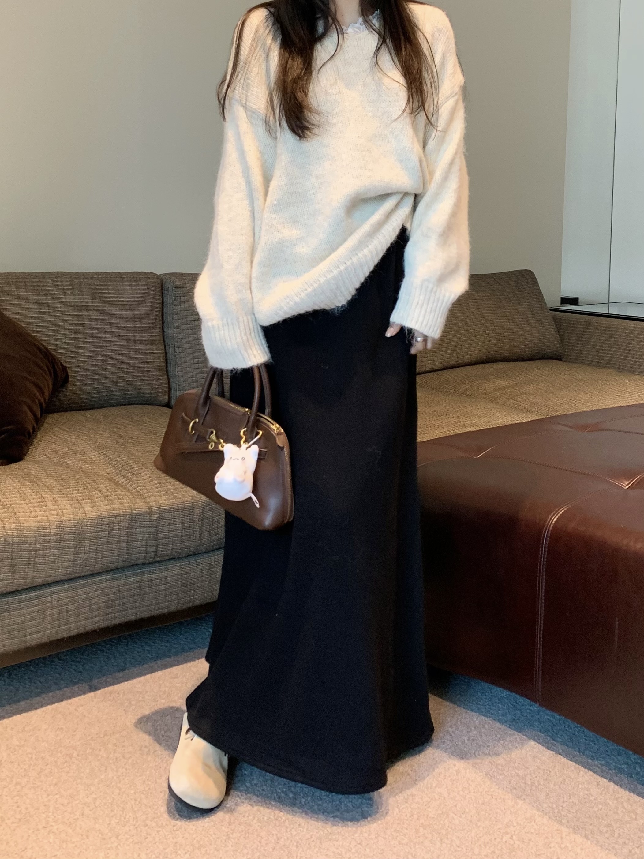 Cozy High-Waist A-Line Skirt