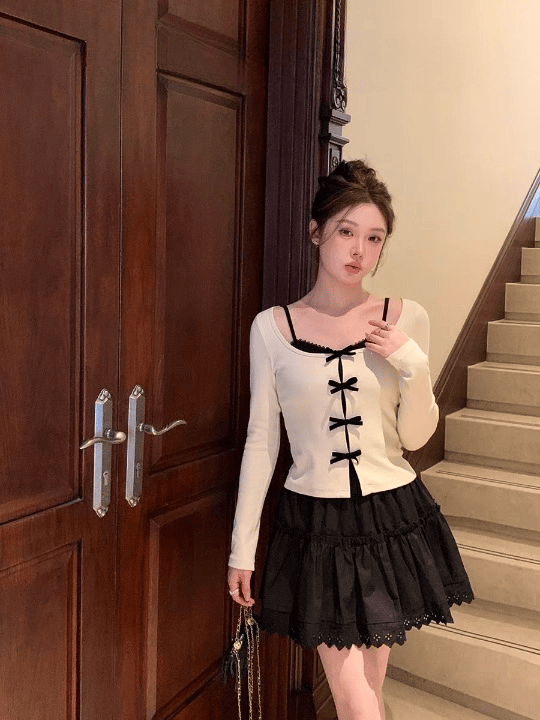 Ruffled Ribbed-Knit Top