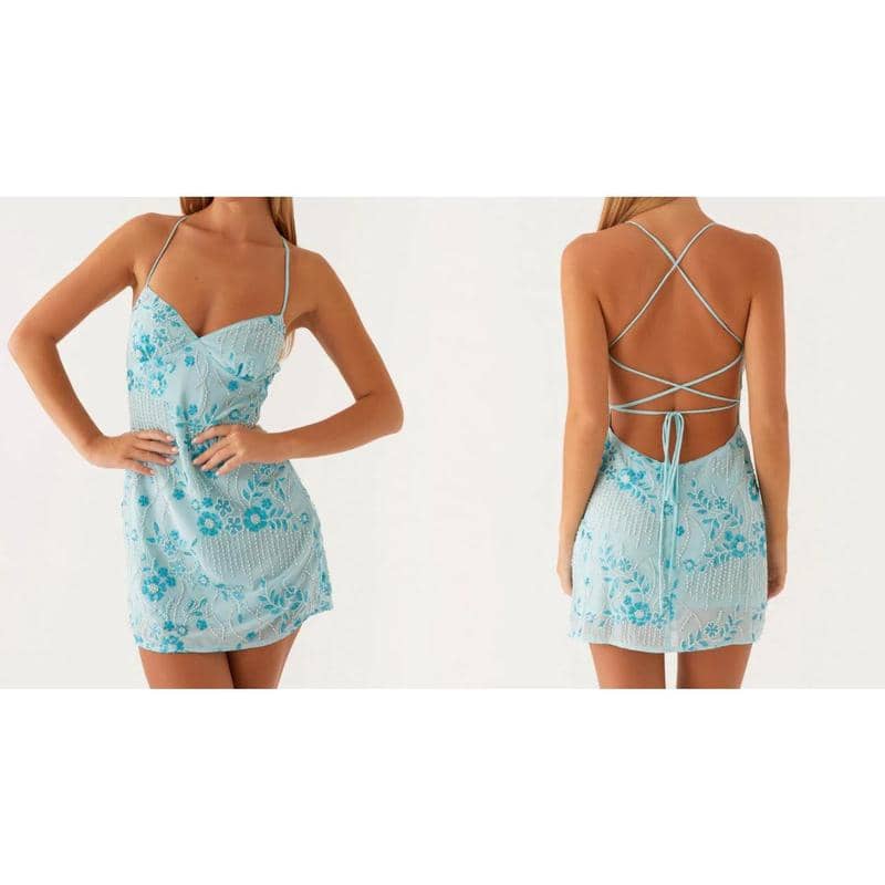 Sequined Y2K Rhinestone Cami Dress | LUNMUL