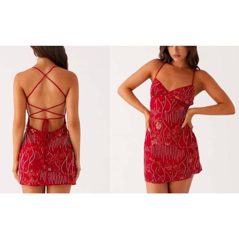 Sequined Y2K Rhinestone Cami Dress | LUNMUL