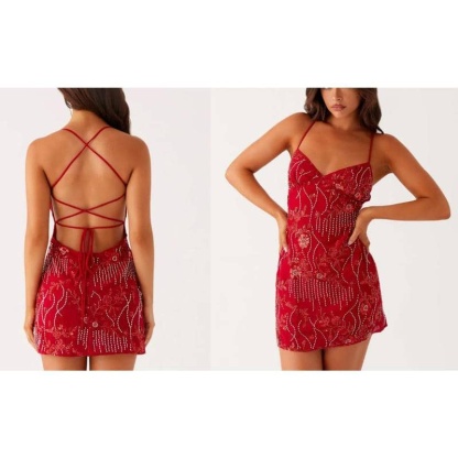 Sequined Y2K Rhinestone Cami Dress