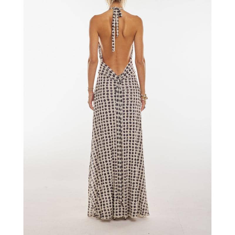 Sleeveless Halter Dress Backless Flower