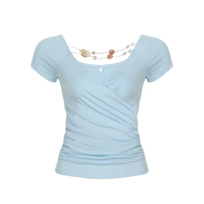 Beaded V-Neck Tee | LUNMUL