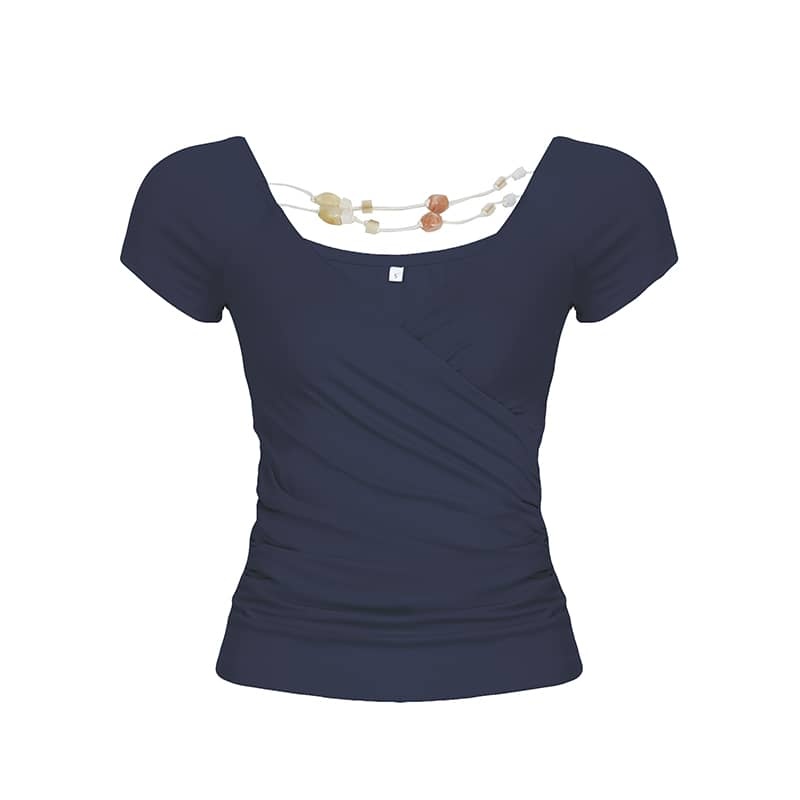 Beaded V-Neck Tee | LUNMUL