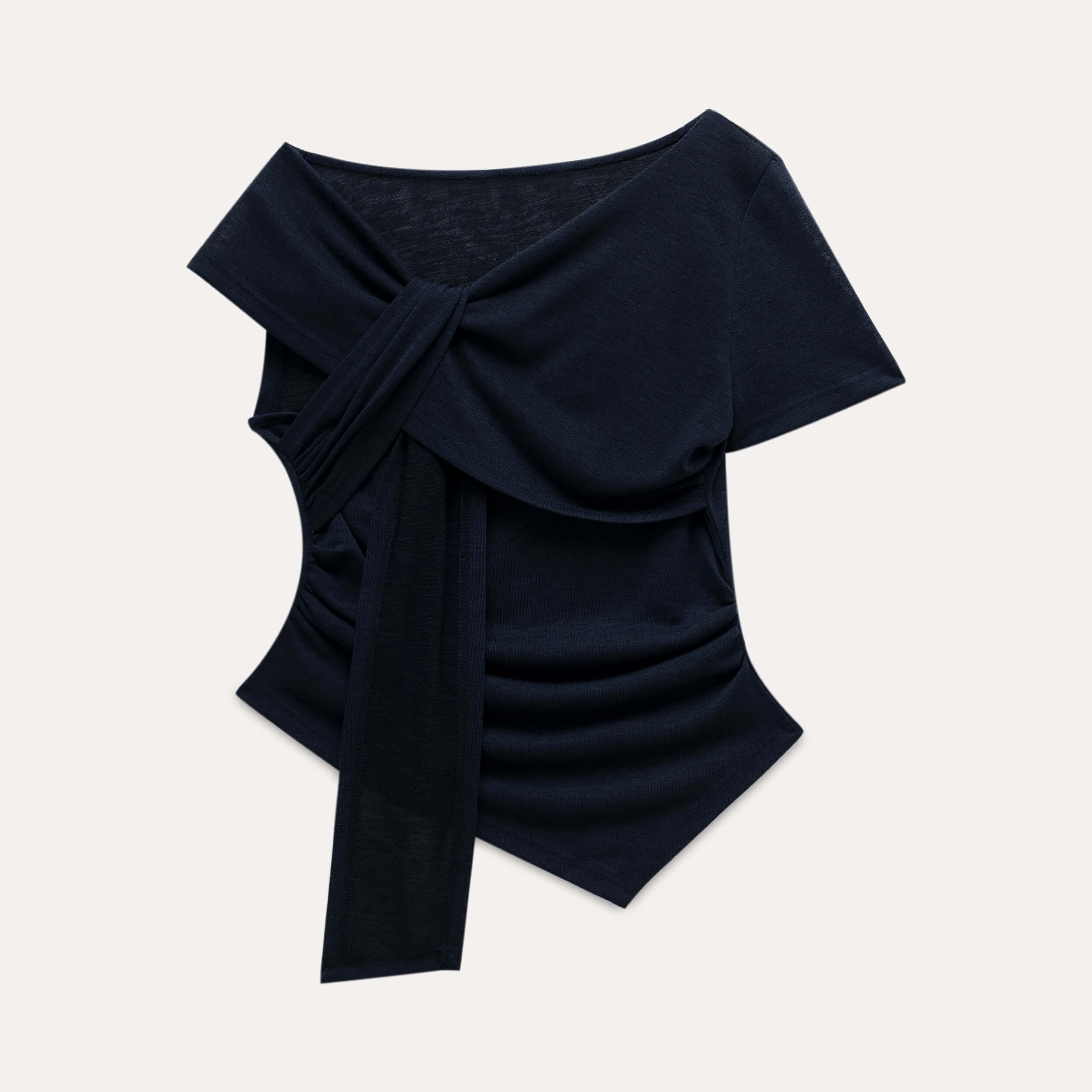 Draped Ribbon Detail Top