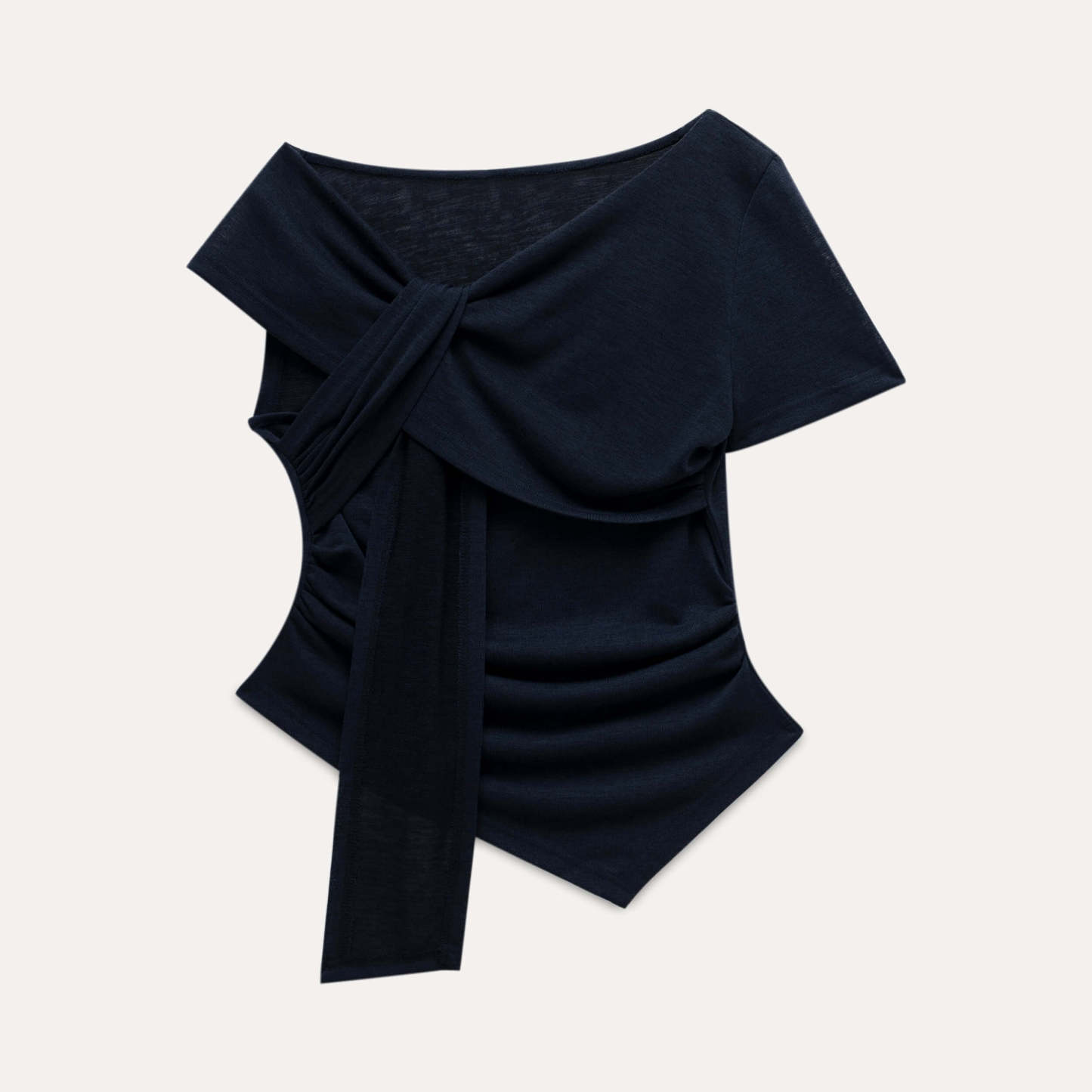 Draped Ribbon Detail Top | LUNMUL