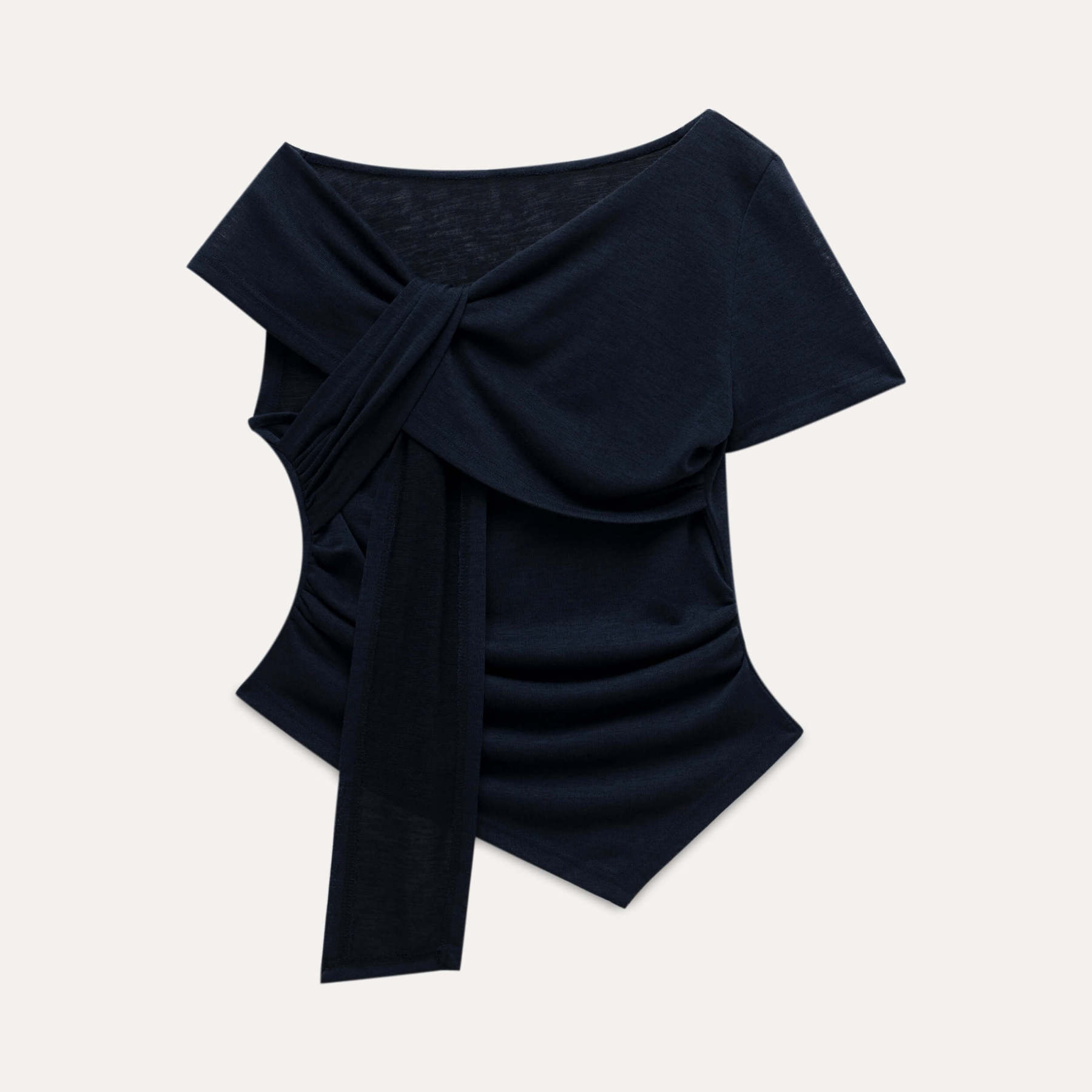 Draped Ribbon Detail Top | LUNMUL