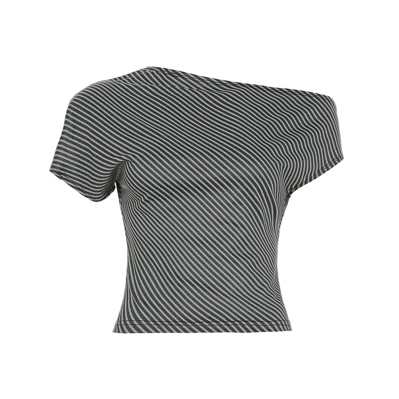 Off-Shoulder Striped Tee