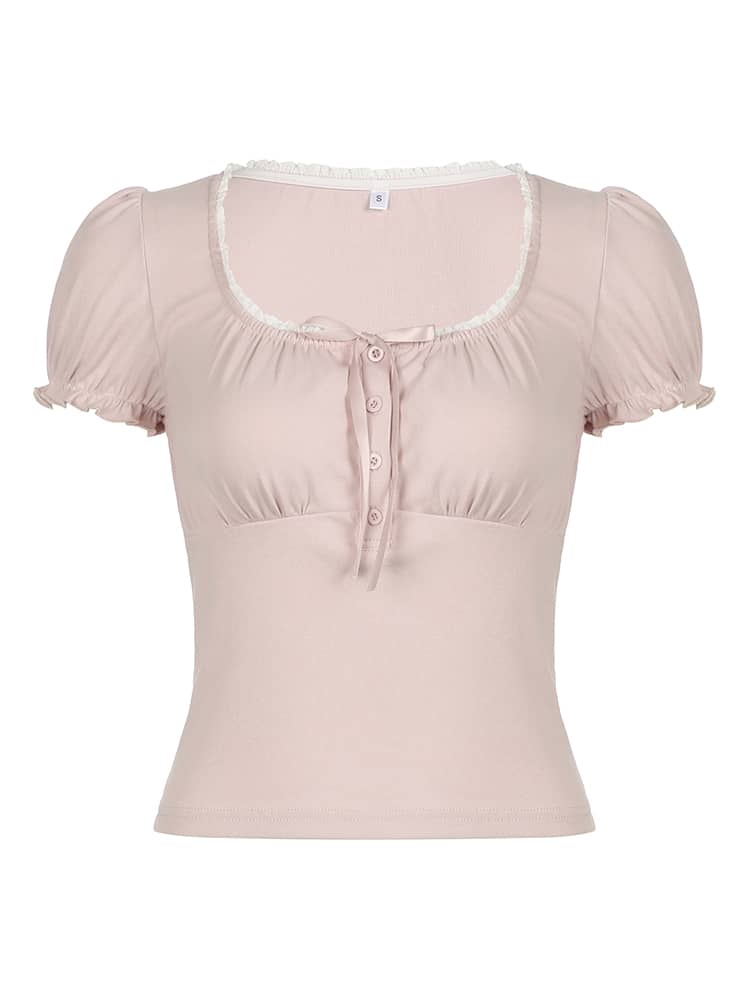 Lace Puff Sleeve Tee | LUNMUL