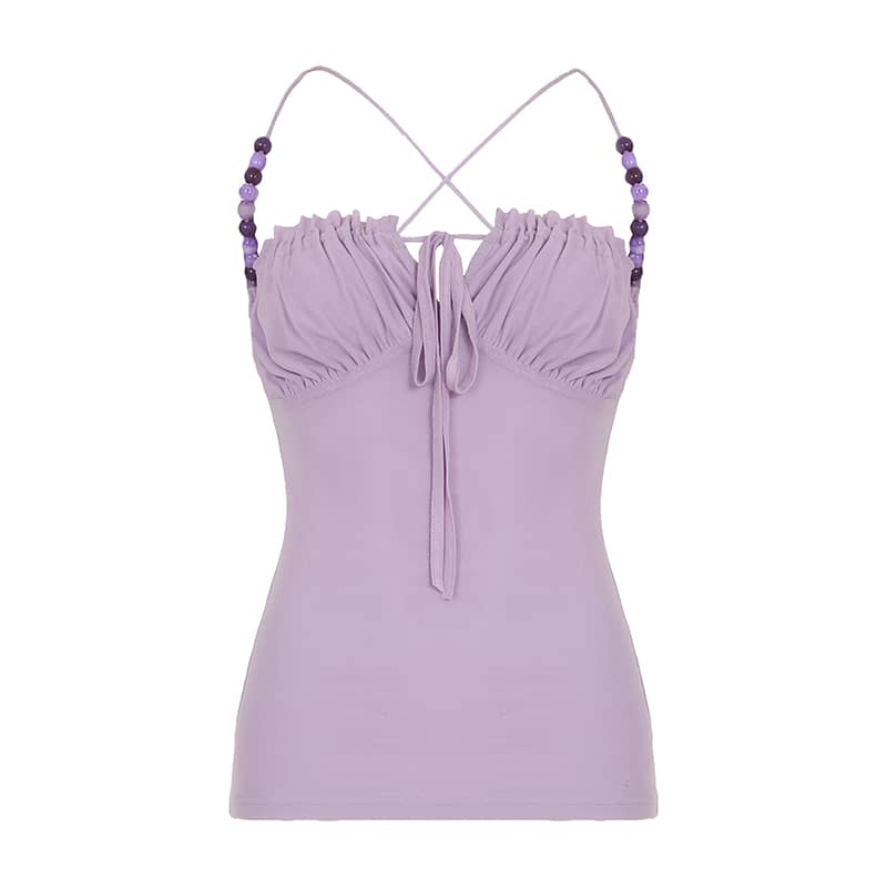 Beaded Crisscross Halter Top