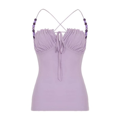 Beaded Crisscross Halter Top