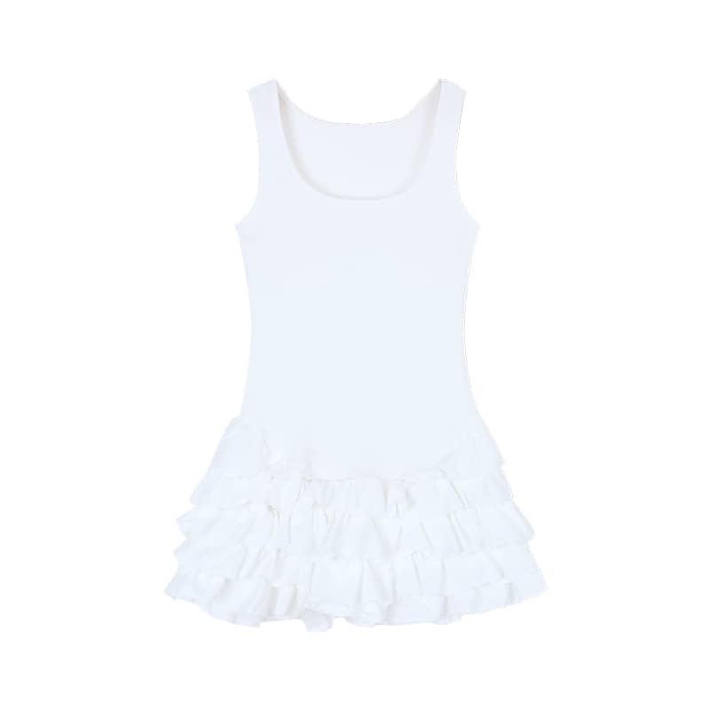 Sweet Ruffle Sleeveless Dress | LUNMUL