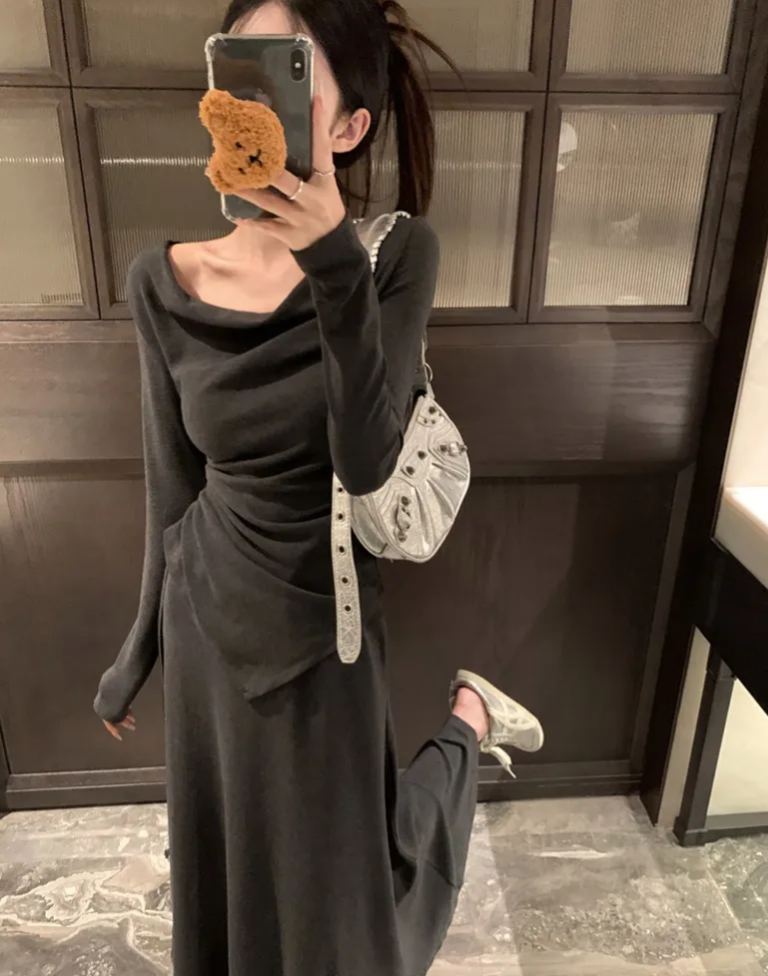 Cowl Neck T-Shirt & Skirt Set