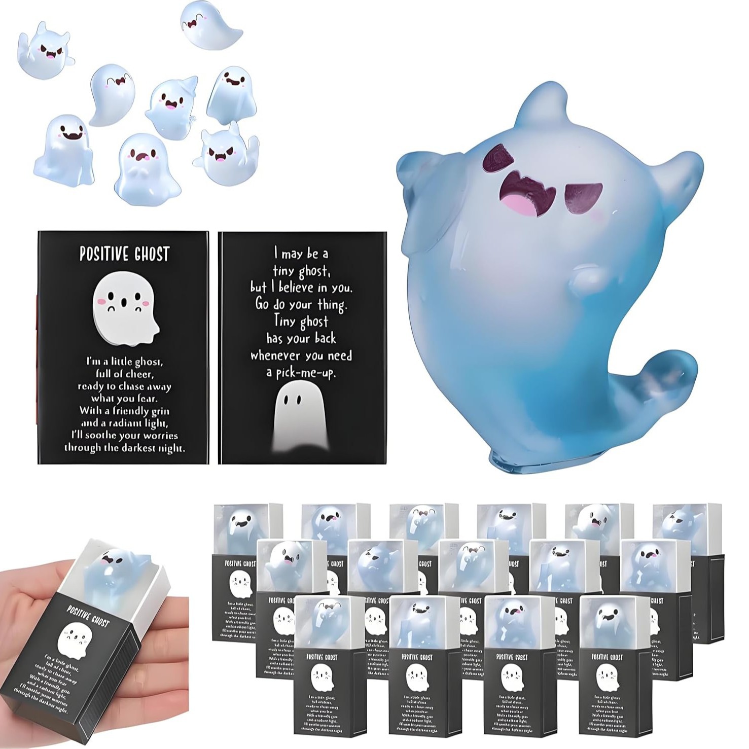 🎃Halloween Sale👻Glow in the Dark Mini Ghost Figures with Box