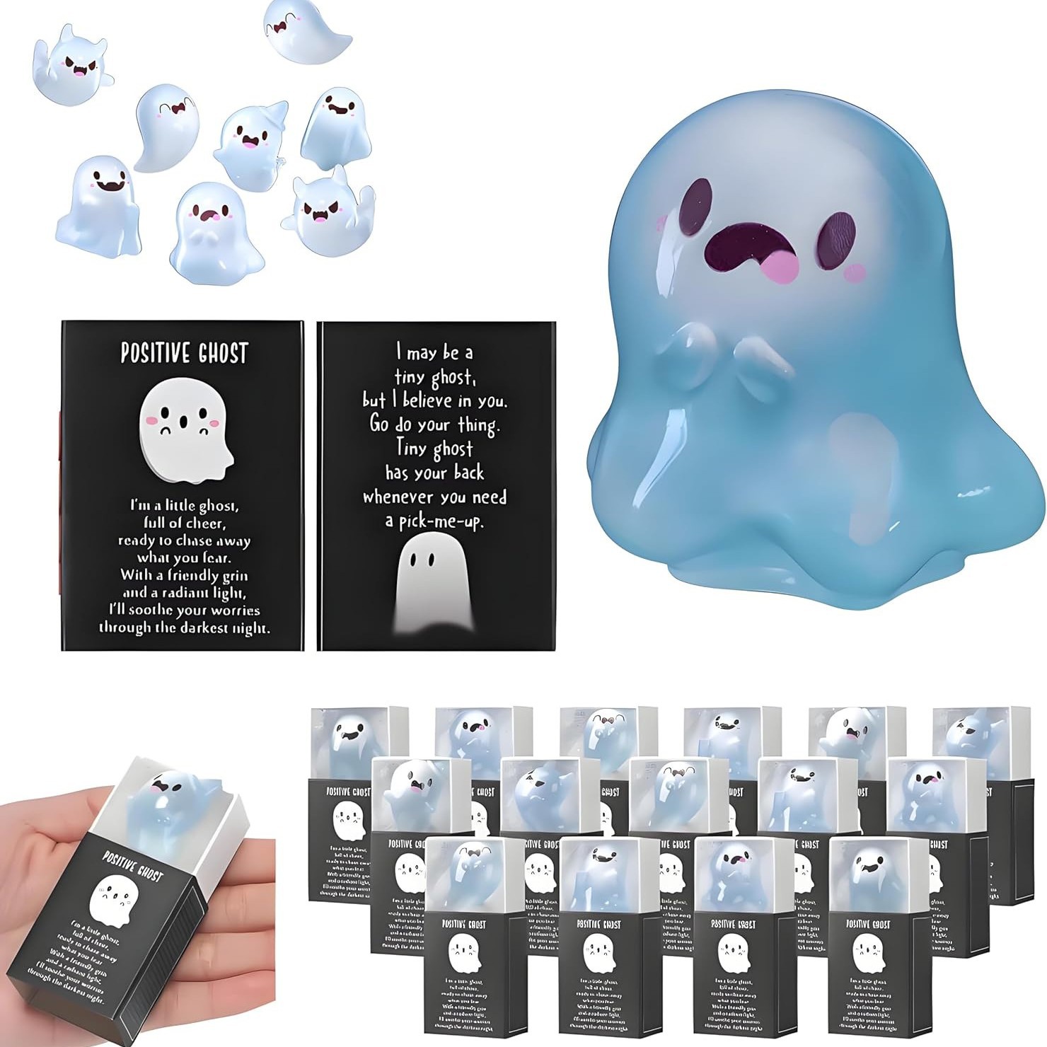 🎃Halloween Sale👻Glow in the Dark Mini Ghost Figures with Box