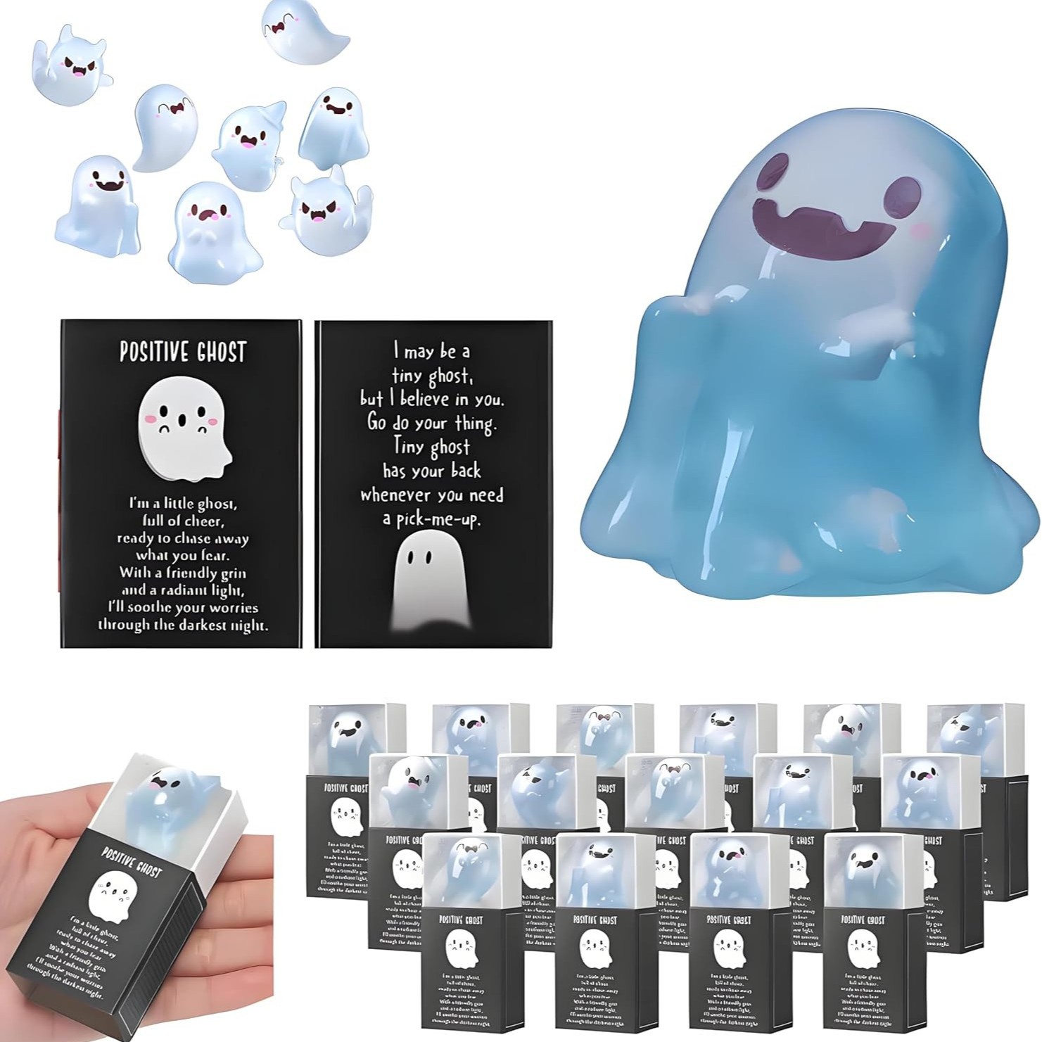 🎃Halloween Sale👻Glow in the Dark Mini Ghost Figures with Box